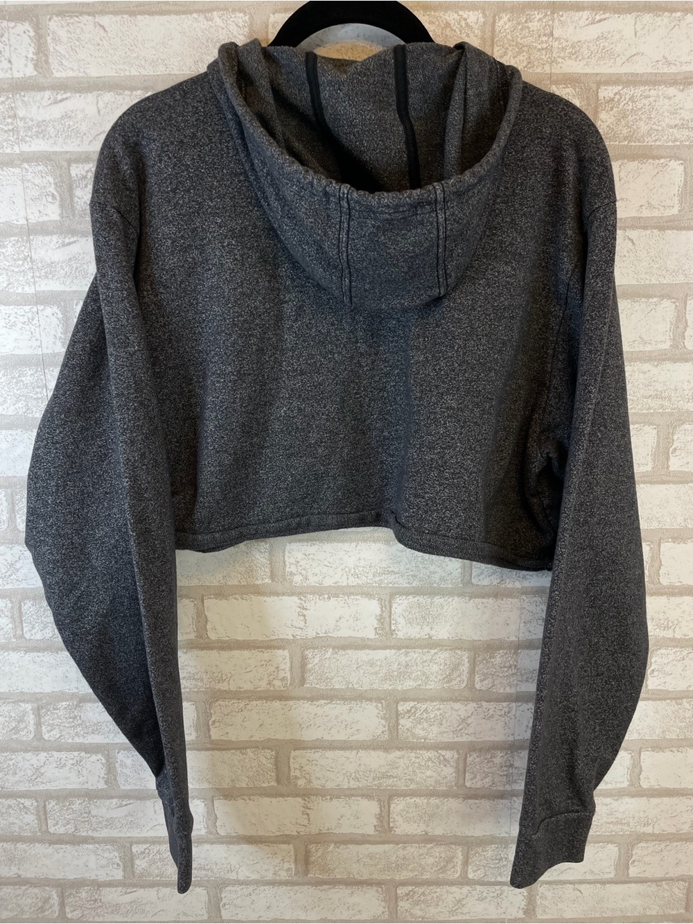Adidas Women's Dark Charcoal Cropped Hoodie - Picture 9 of 9